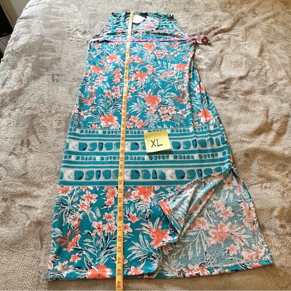 NWT Rue21 teal with orange hibiscus soft stretch summer dress Size XL - Picture 4 of 8